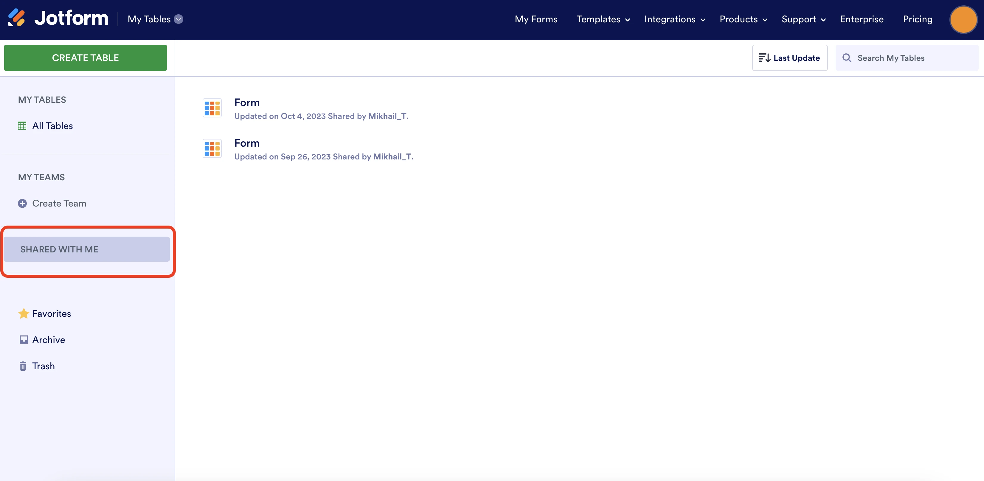 Where to access Shared Tables Image 1 Screenshot 20