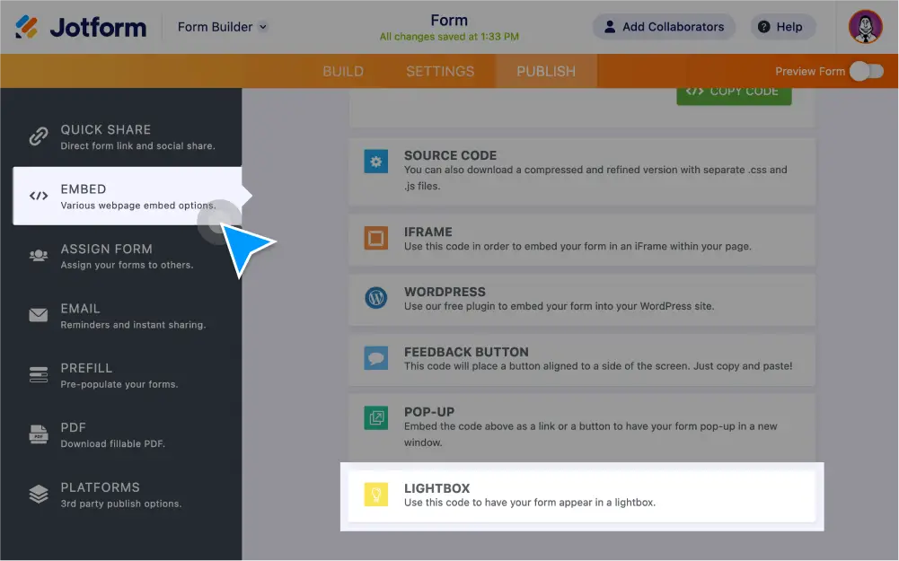 Lightbox Form