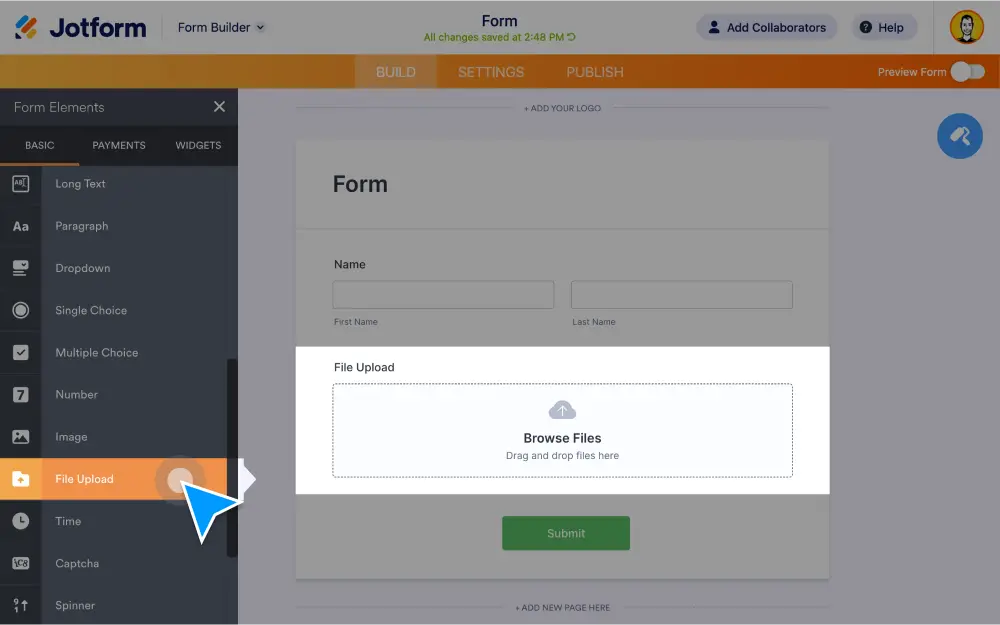 Drag and Drop File Upload