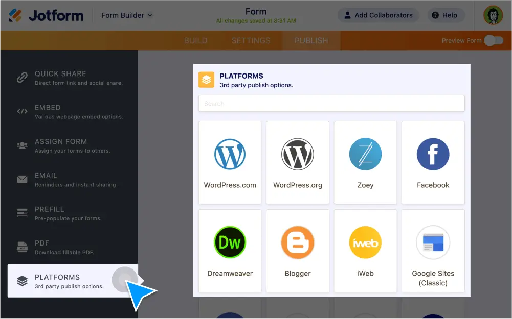 Form Sharing on Social Media