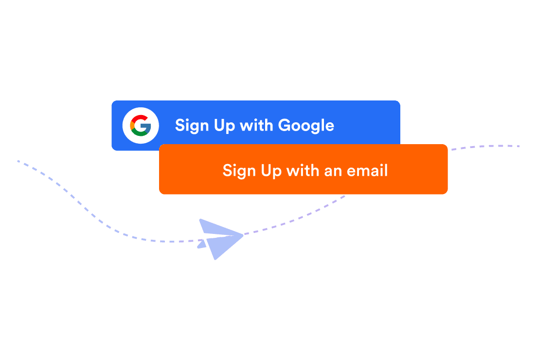 2 boxes that shows signup options of Jotform