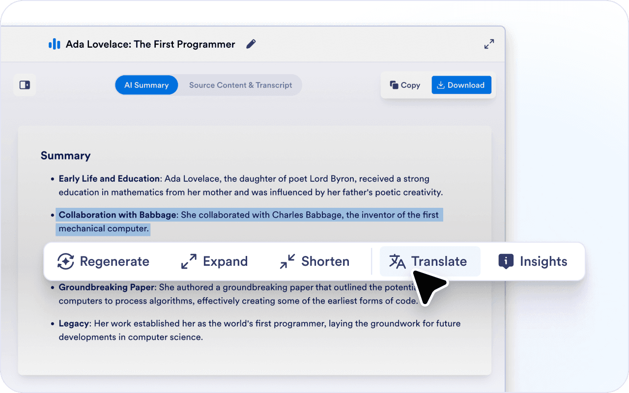 Rephrase or translate selected parts