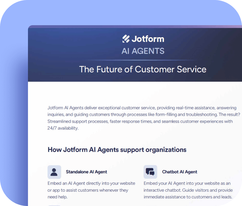 Jotform AI Agents One Pager