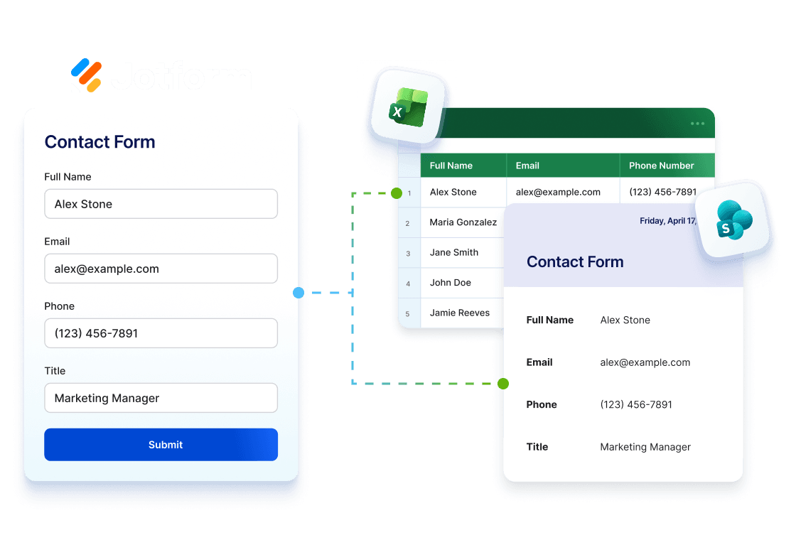 Use Jotform with Excel and SharePoint