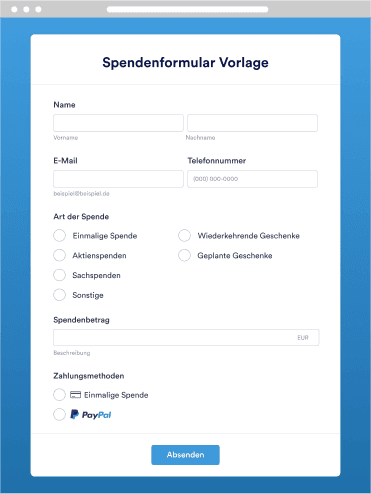 Spendenformular Vorlage
