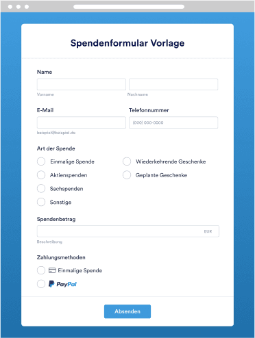 Spendenformular Vorlage