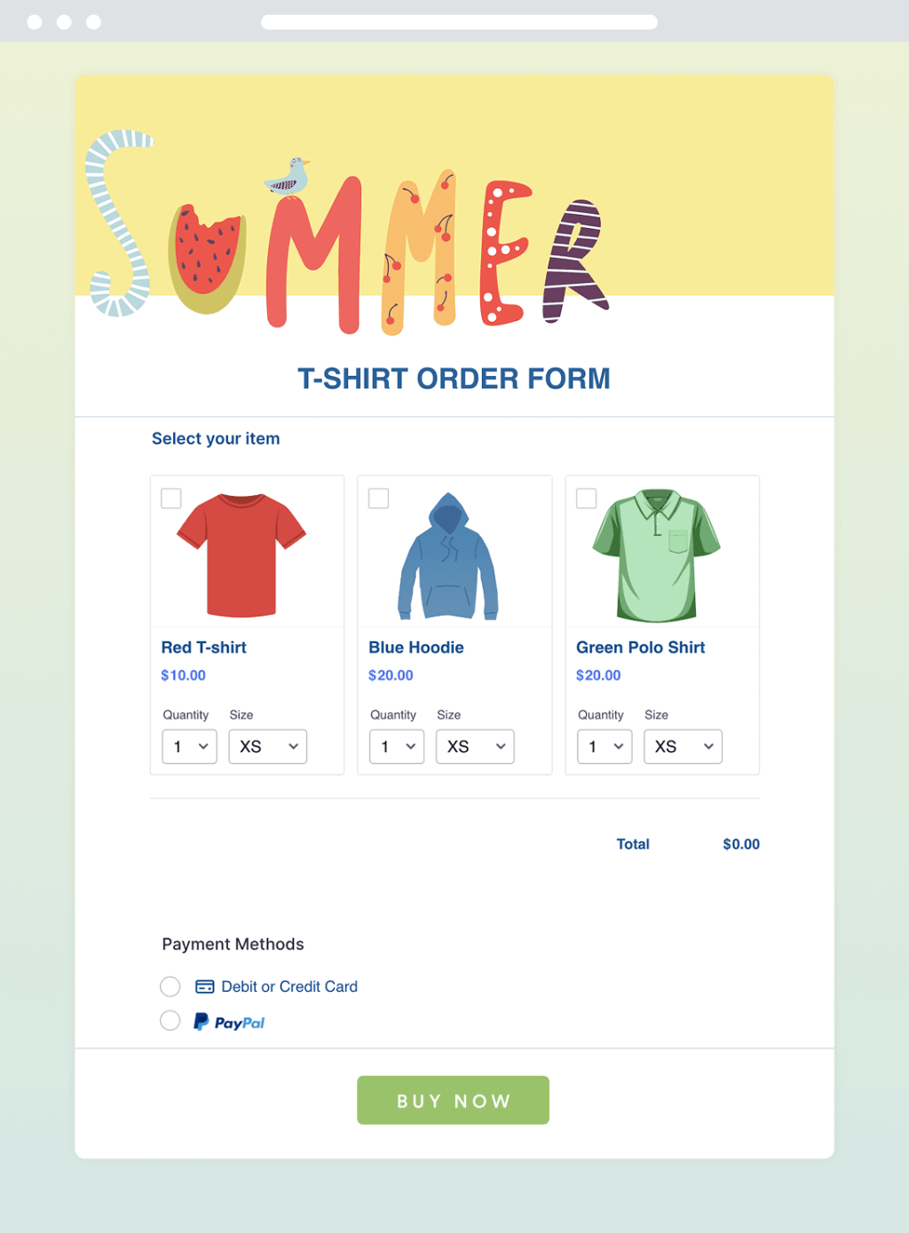 T-Shirt Order Form