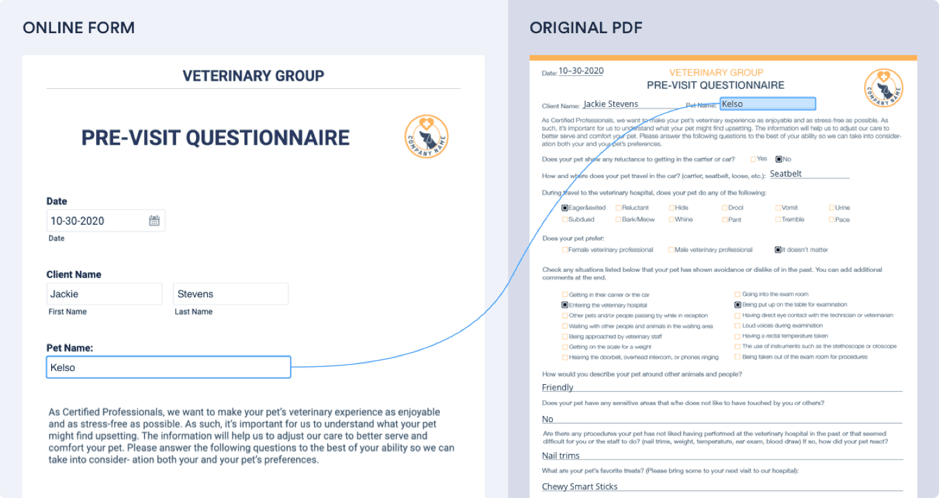 Veterinary Pre-Visit Questionnaire