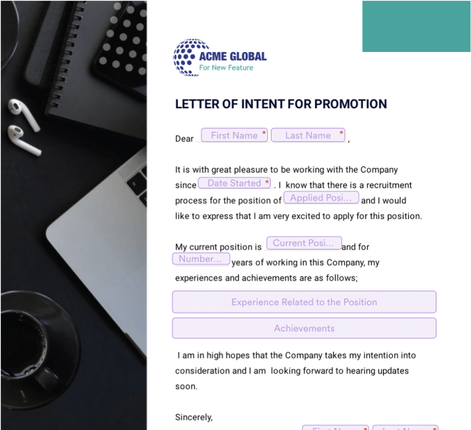 Letter of Intent for Promotion
