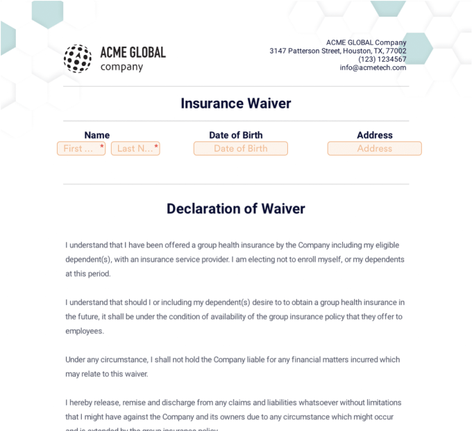 Insurance Waiver