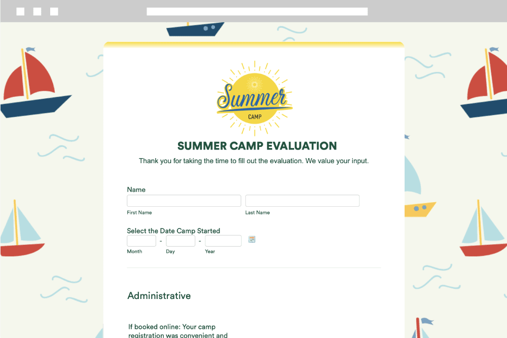 Summer Camp Evaluation Template