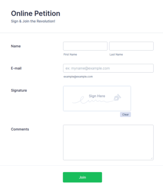 Online Petition Form
