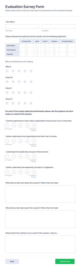 Evaluation Survey Form