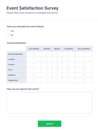 Event Satisfaction Survey