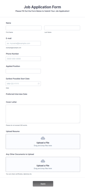 Job Application Form
