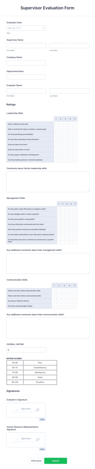 Supervisor Evaluation Form