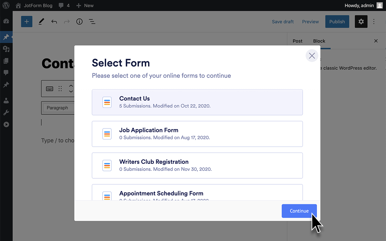 Wordpress Embed Form Screenshot 7