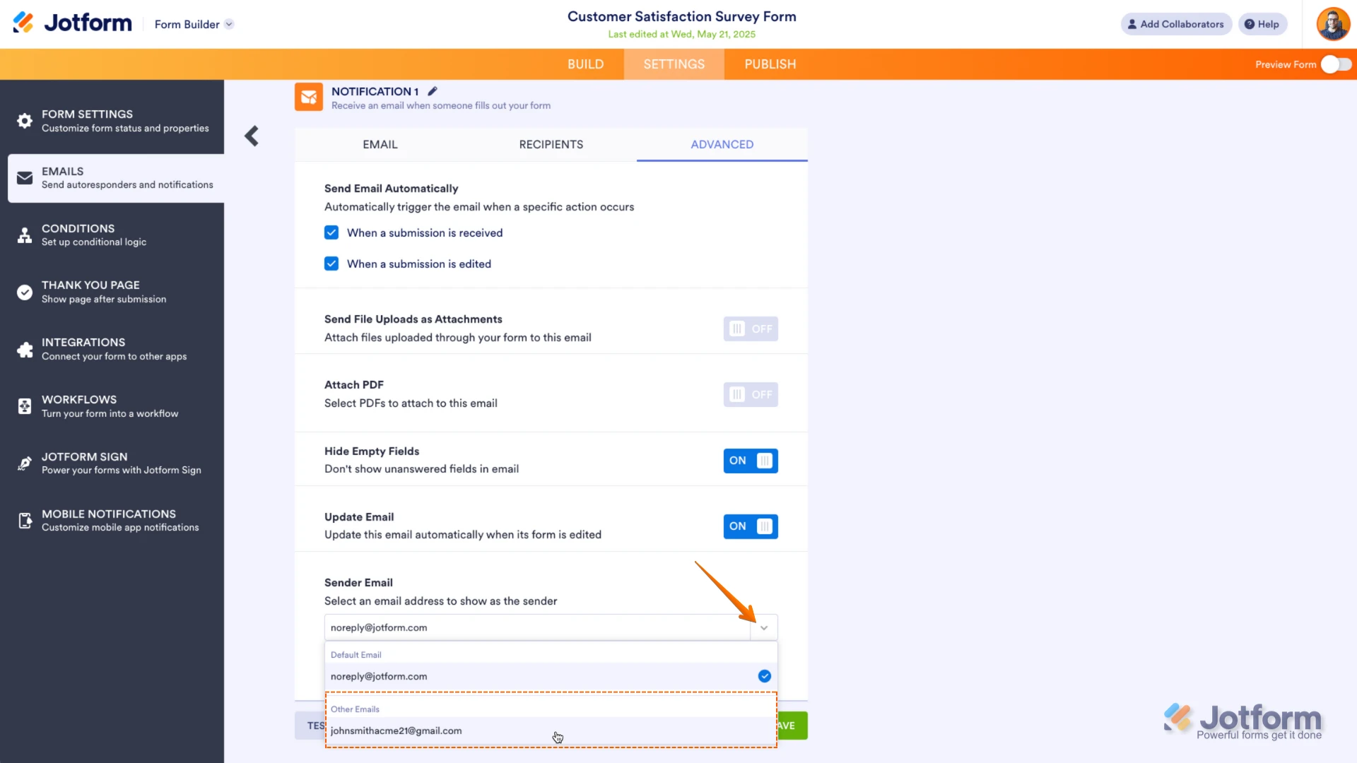 Form Builder SMTP selection Screenshot 43