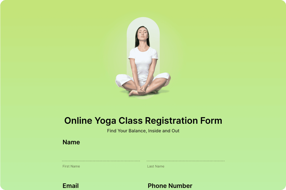 Online Yoga Class Registration Form