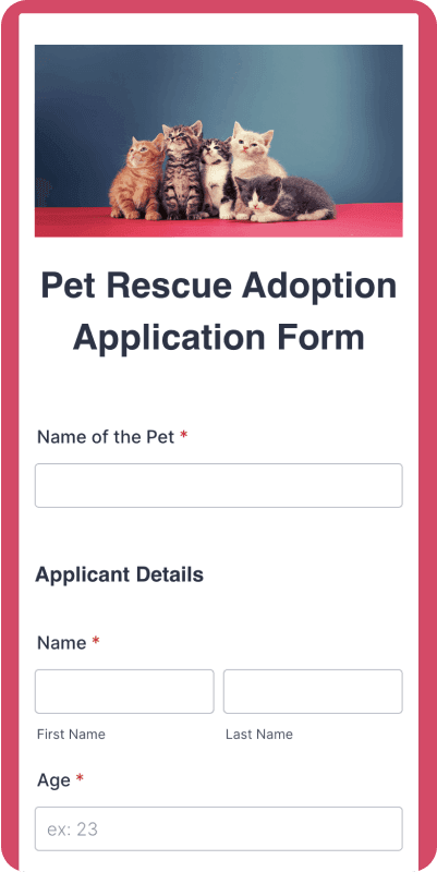 Pet Rescue Adoptation Application Form