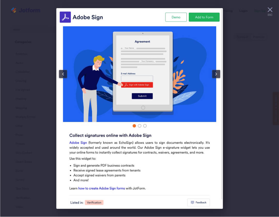 Sign your forms with Adobe Document Cloud eSign Services (formerly known as Echosign)