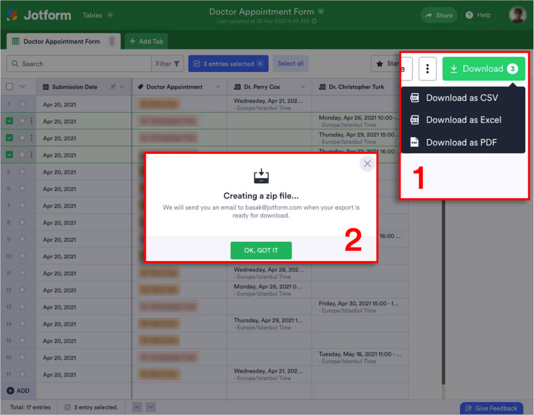 Export form submission to PDF or email PDF directly
