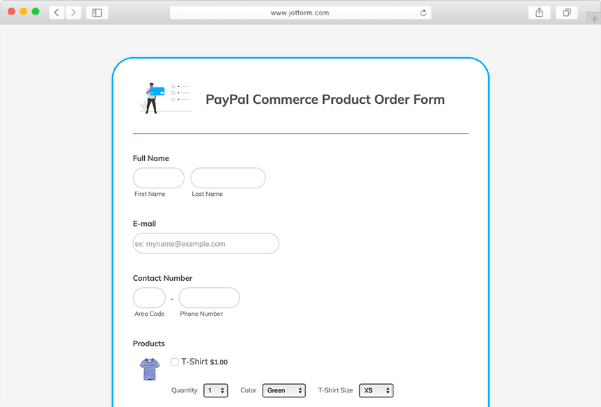 PayPal Commerce Product Order Form