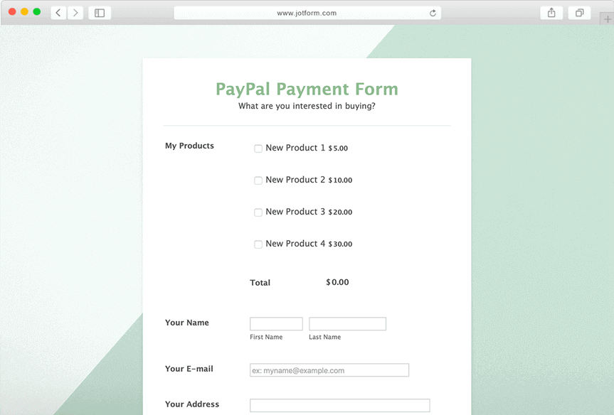 PayPal Payment Form