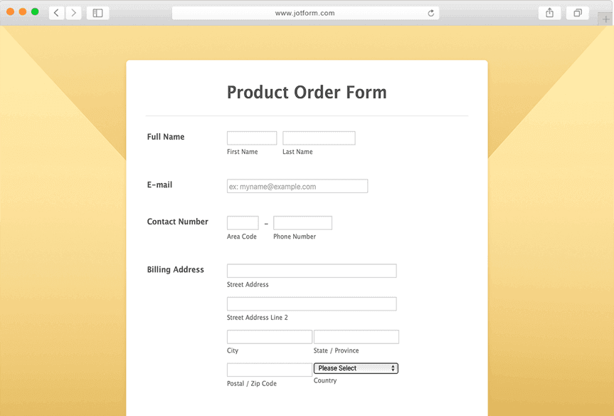 Product Order Form