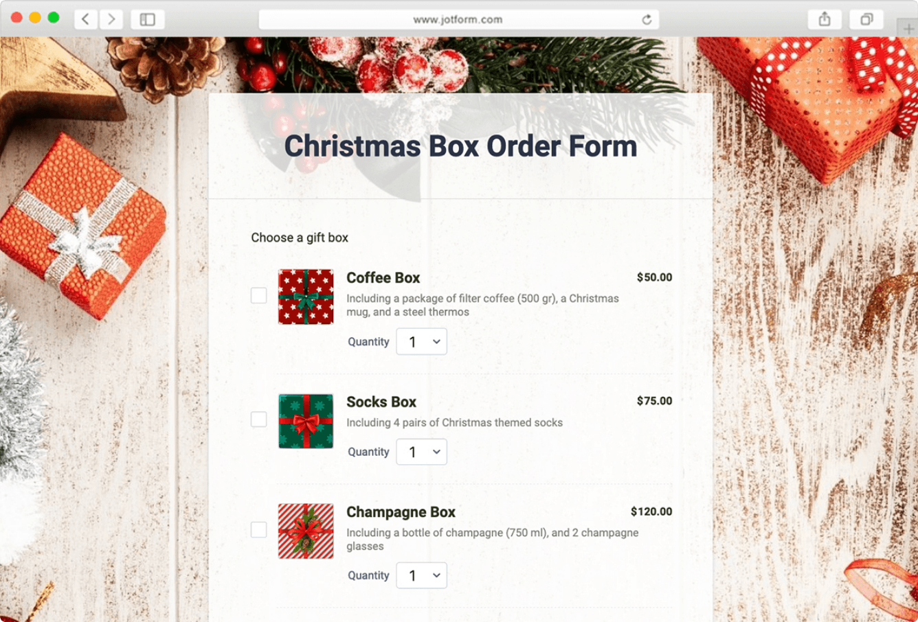 PayPal Pay Later Christmas Box Order Form