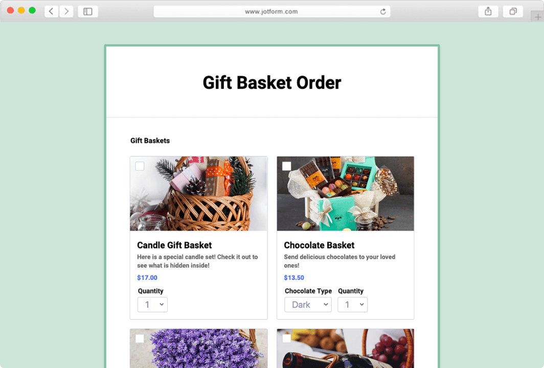 PayPal Pay Later Gift Basket Order Form