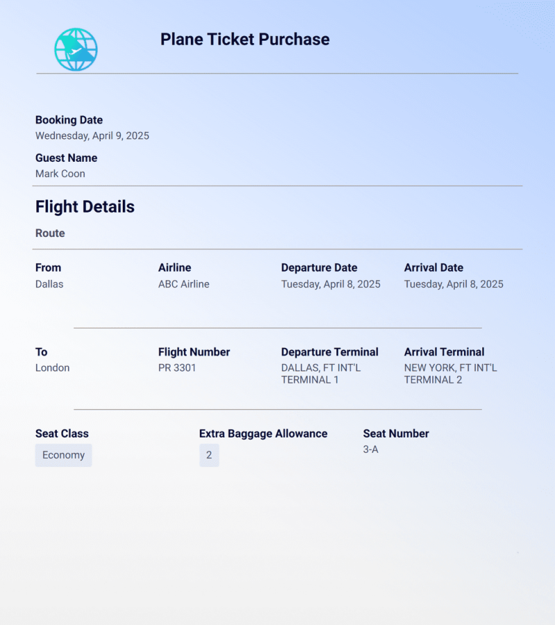 Plane Ticket Template