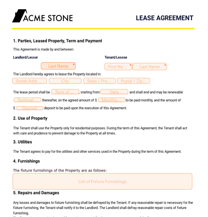 Simple One Page Lease Agreement