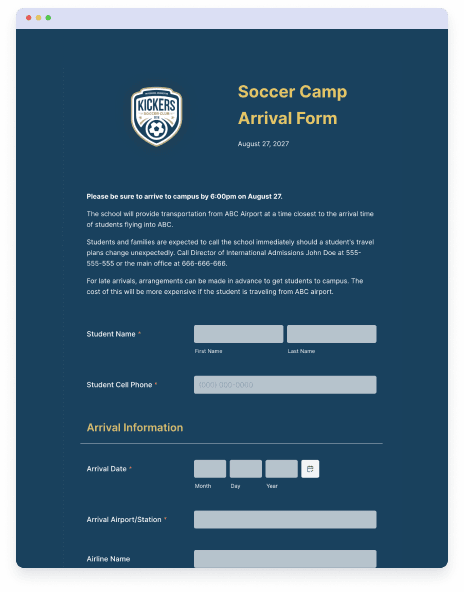 arrival form