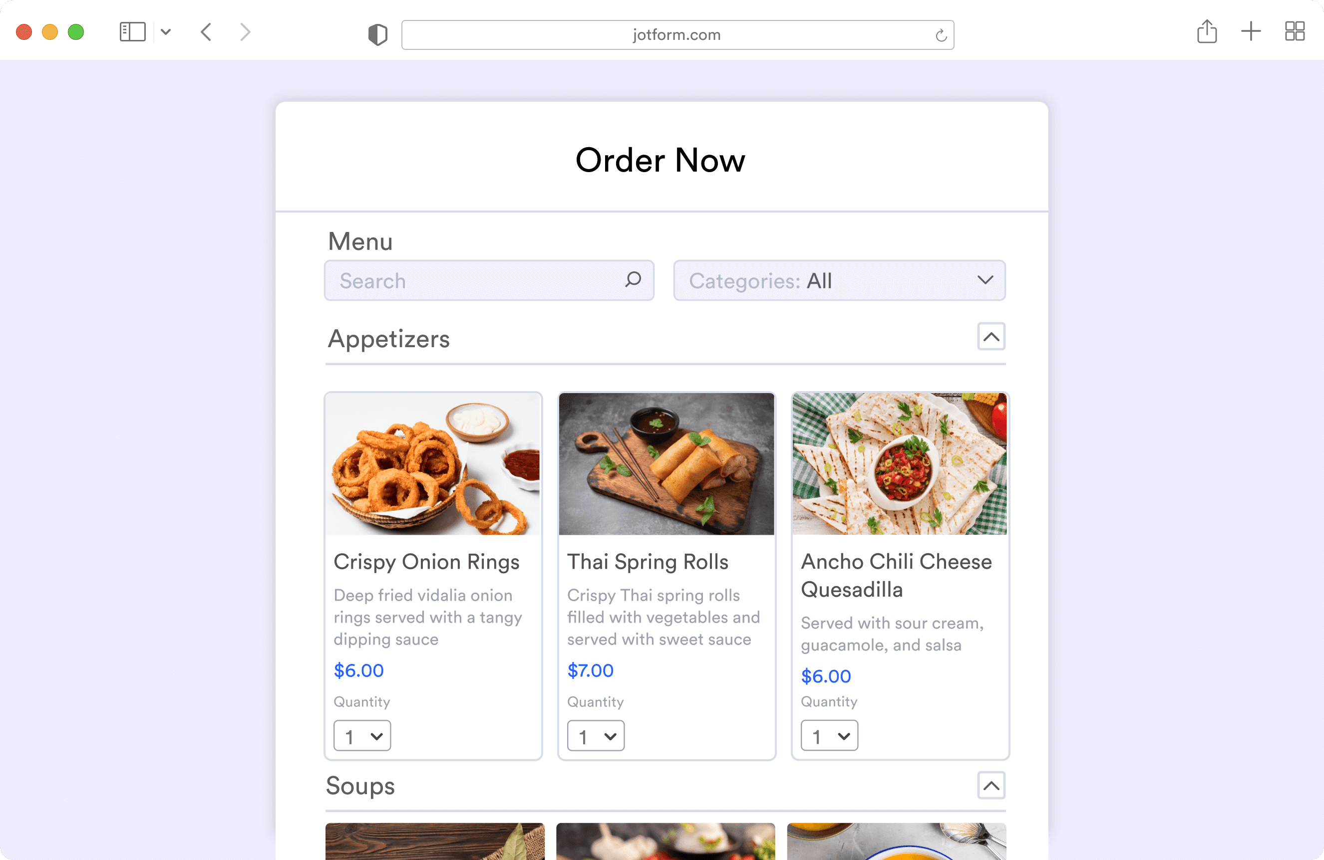 Restaurant Order Form