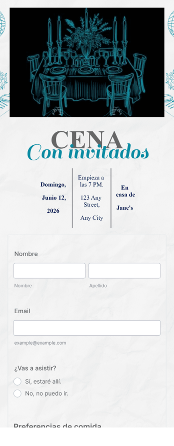 App de confirmación de asistencia a cena