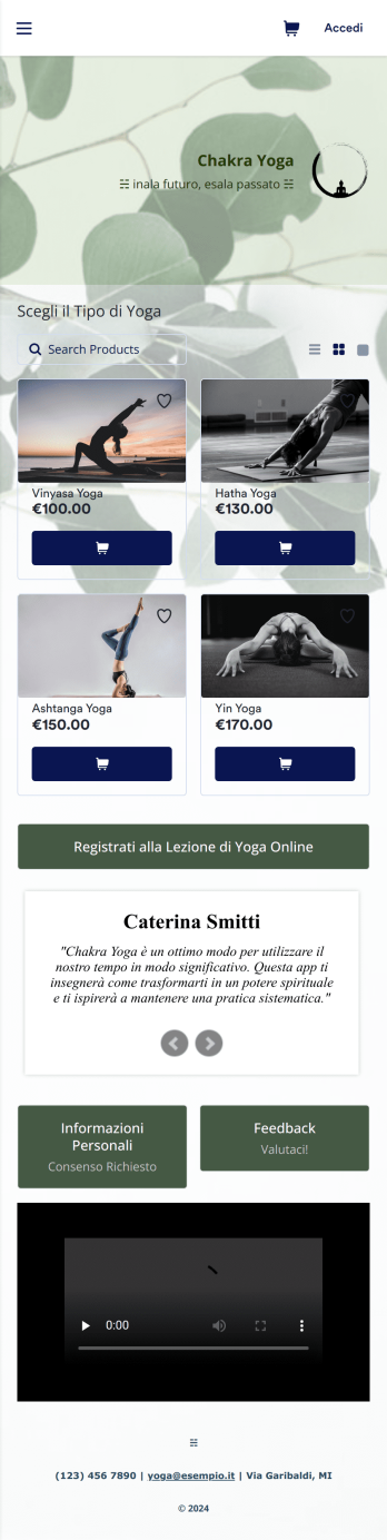 App per Studio di Yoga