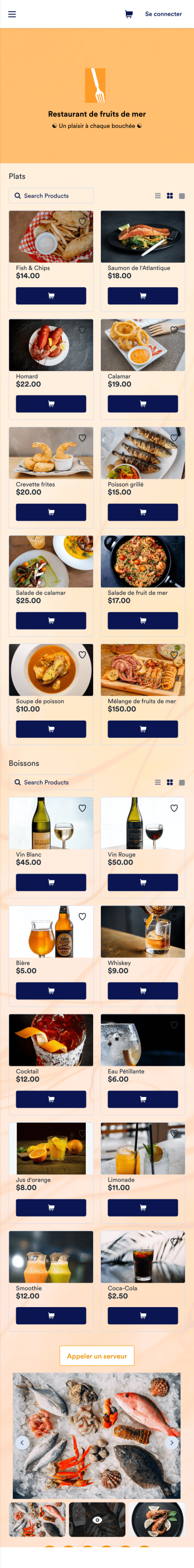  Application de menu avec QR Code