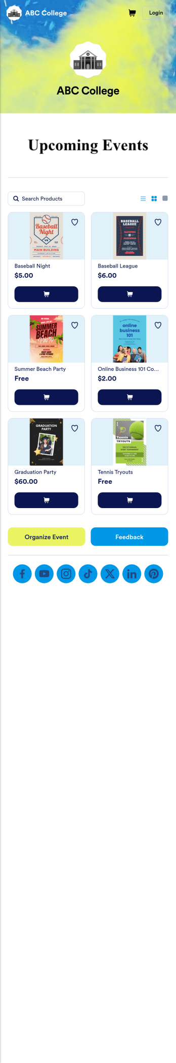 College Events App Template
