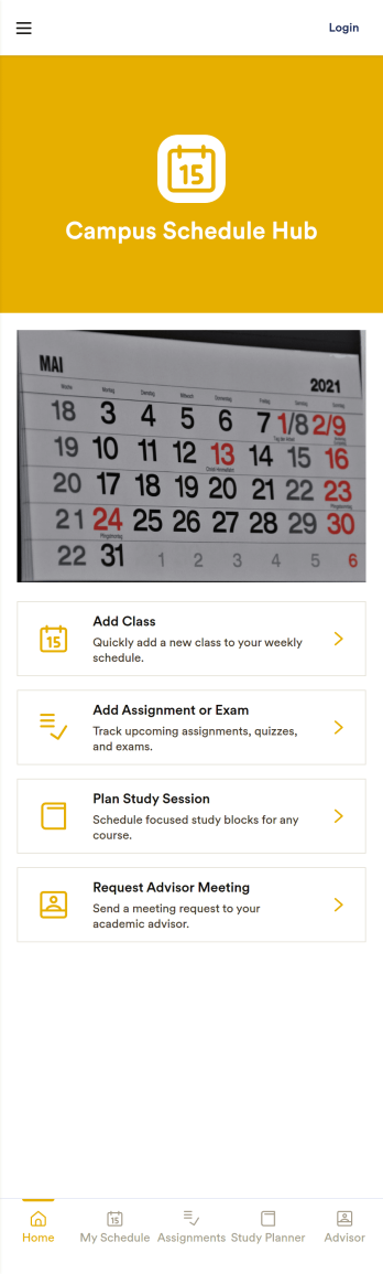 College Schedule App Template