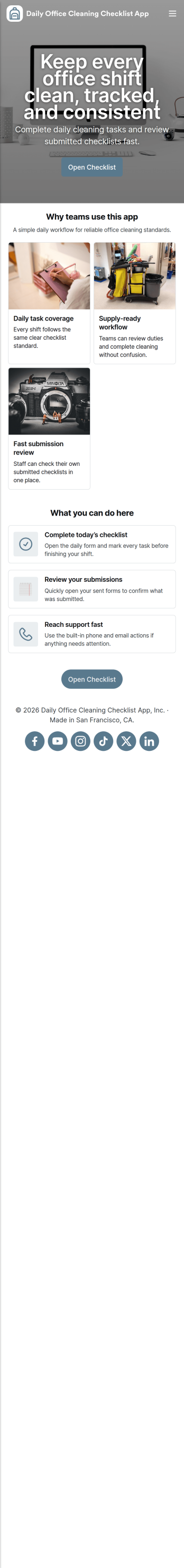 Daily Office Cleaning Checklist App Template