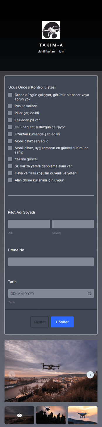 Drone için Uçuş Öncesi Kontrol Listesi Uygulama Șablonu