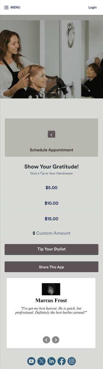 Hairdresser Tip App Template