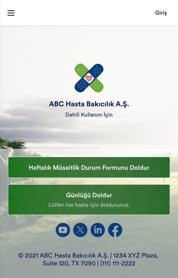 Hasta Bakıcı Günlük Kayıt Uygulama Șablonu