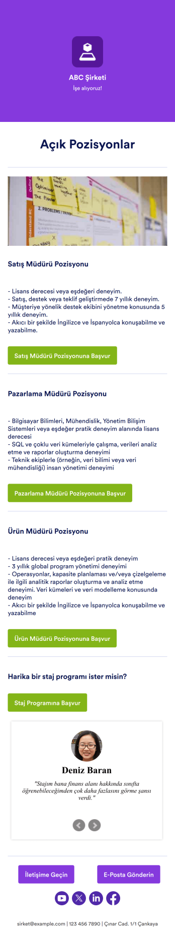 İş Başvuru Uygulama Șablonu