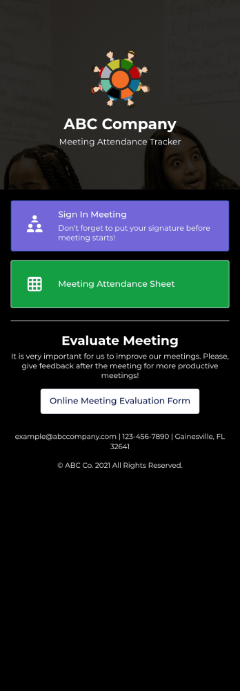 Customizable Meeting Sign In App