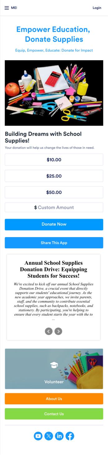 School Supplies Donation App Template