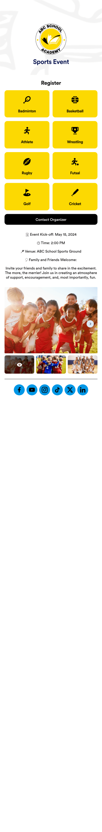 Sports Event App Template