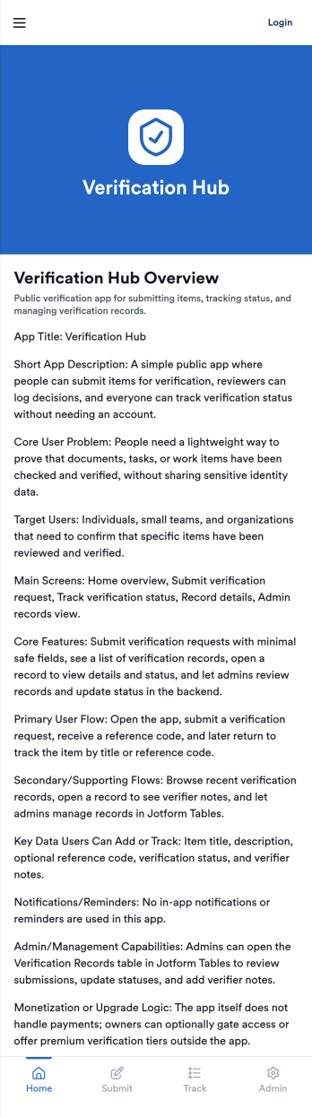 Verification App Template