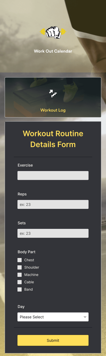 Workout Calendar App Template